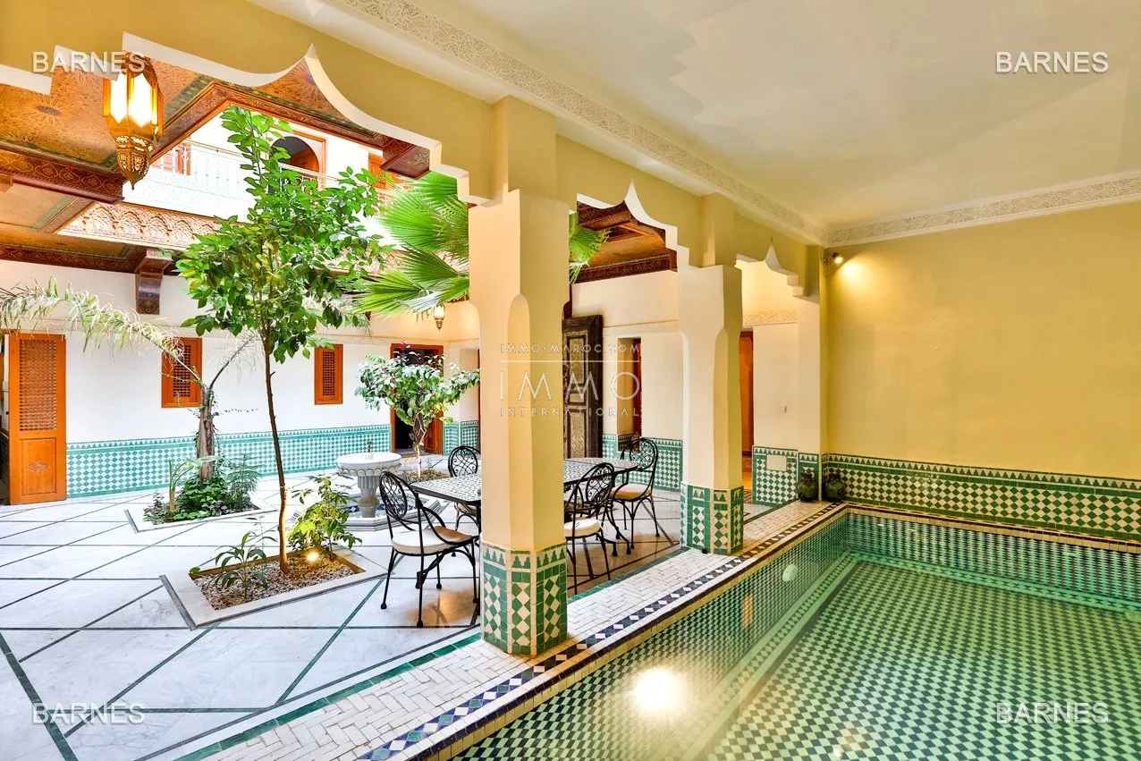 Riad , 6 suites, 6 baths, living room, fireplace , dining room , large pool , jacuzzi , patio, terrace, elevator.
