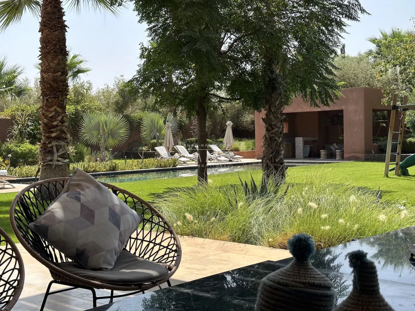 Luxury contemporary villa with infinity pool for sale on the ourika road in marrakech.